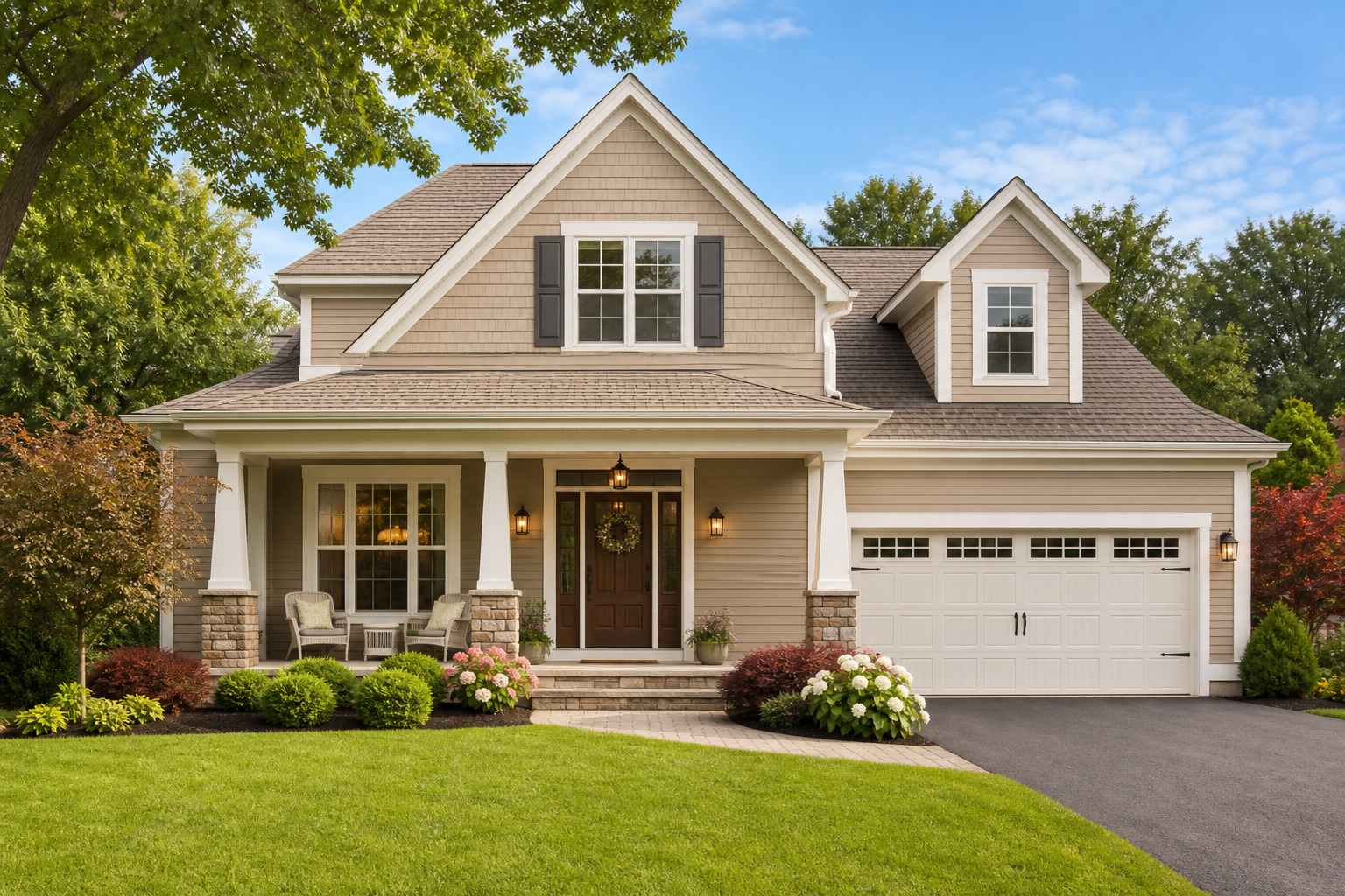 Charming suburban family home in daylight