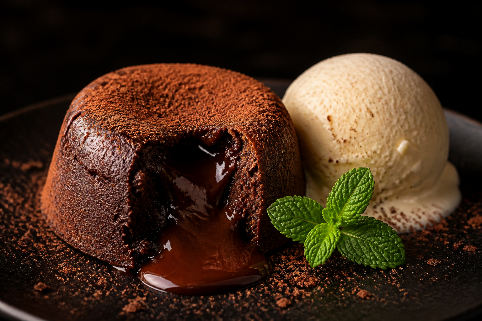 Molten chocolate lava cake